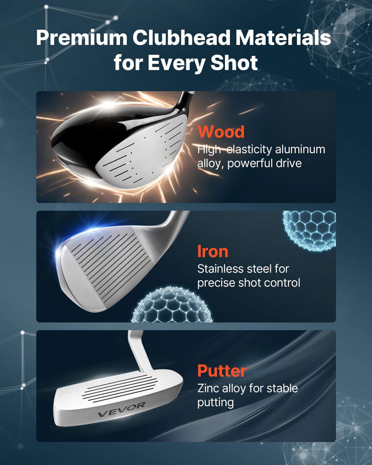 Golf Club Set, 12 Pieces Men's Complete Golf Club Set Right Handed with 460CC #1 Driver, #3 & 5 Fairway Wood, #4 Hybrid, #5/#6/#7/#8/#9/#PW/#SW Irons, L-Shaped Putter, Golf Stand Bag, Black