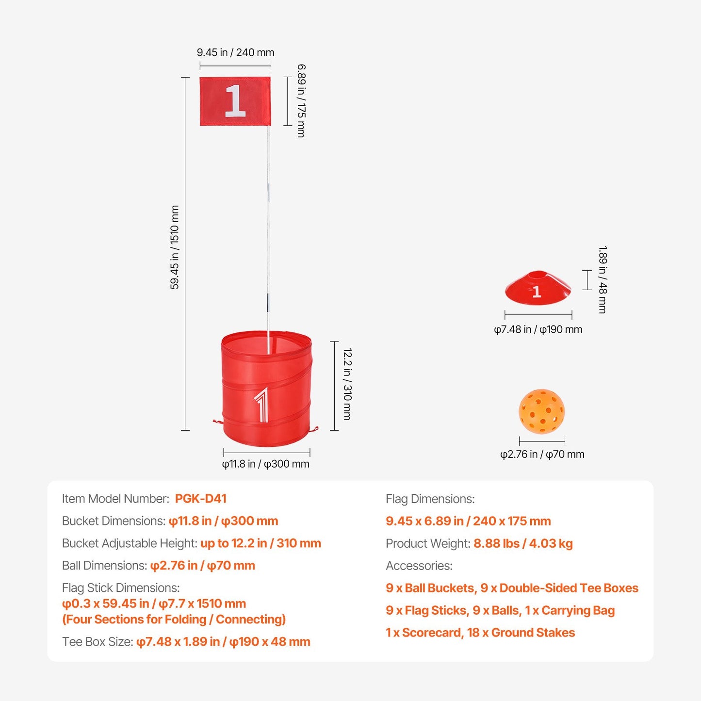 Hinterhof-Golfspiel, tragbares 9-Loch-Eimer-Golfspiel für Kinder und Erwachsene