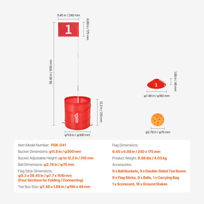 Hinterhof-Golfspiel, tragbares 9-Loch-Eimer-Golfspiel für Kinder und Erwachsene