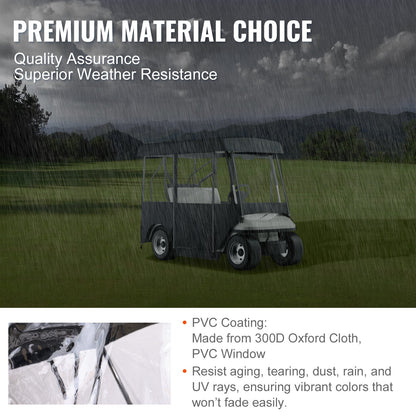 Golf Cart Enclosure, Polyester Driving Enclosure, Club Car Covers Universal Fits for 2+2 Passenger Golf Carts, Sunproof and Dustproof Outdoor Cart Cover
