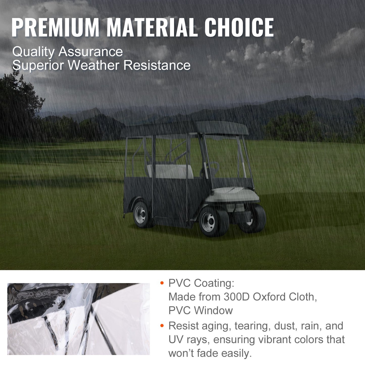 Golf Cart Enclosure 86'', 4-Person Golf Cart Cover, 4-Sided Fairway Deluxe, 300D Waterproof Driving Enclosure with Transparent Windows, Fit for 4-Seat EZGO, Club Car, Yamaha Carts