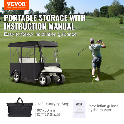 Golf Cart Enclosure 86'', 4-Person Golf Cart Cover, 4-Sided Fairway Deluxe, 300D Waterproof Driving Enclosure with Transparent Windows, Fit for 4-Seat EZGO, Club Car, Yamaha Carts