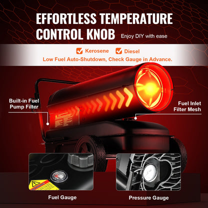 100000Btu kerosene/diesel forced air torpedo space heater with thermostat