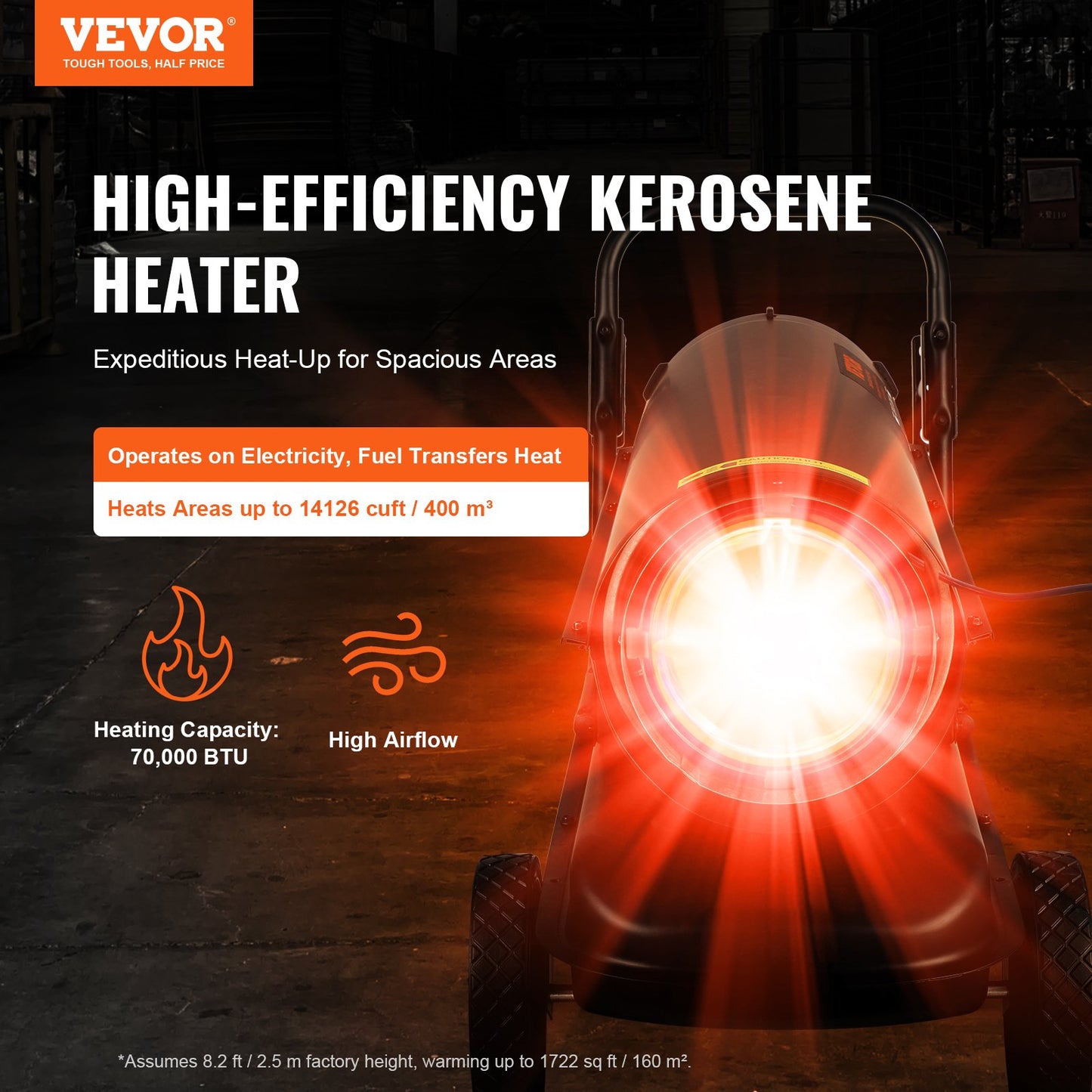 70000Btu kerosene/diesel forced air torpedo space heater with thermostat