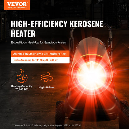 70000Btu kerosene/diesel forced air torpedo space heater with thermostat