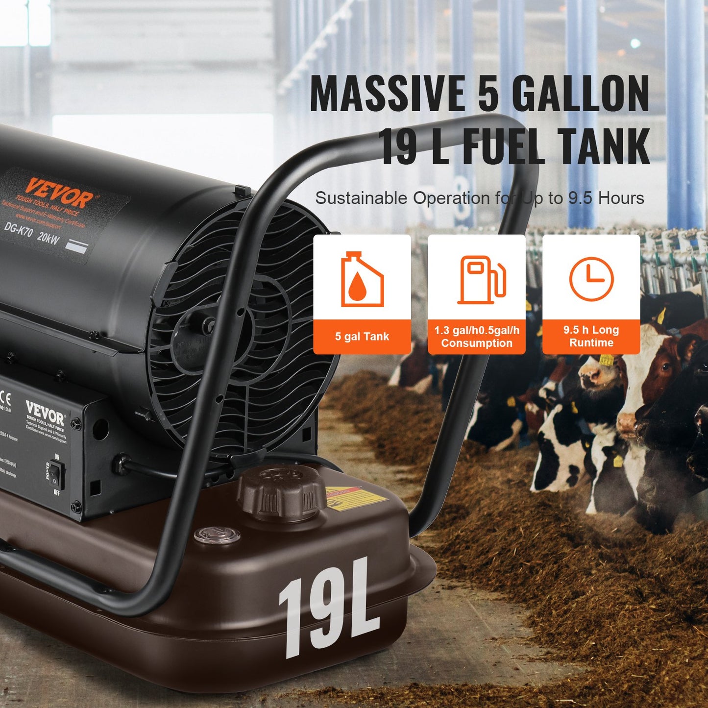 70000Btu kerosene/diesel forced air torpedo space heater with thermostat