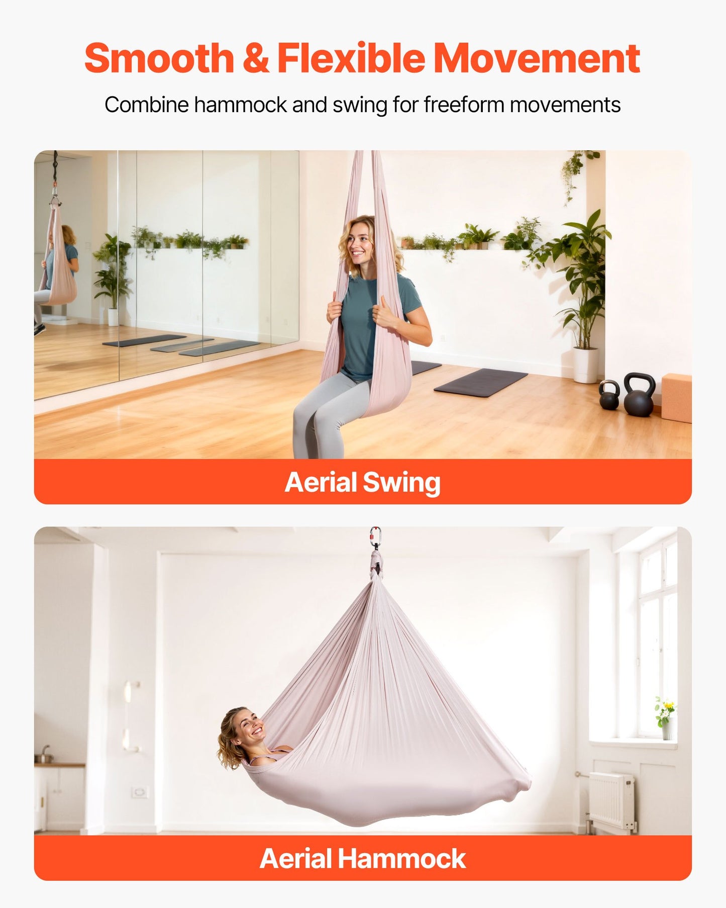 Aerial Yoga Hammock, 300 lbs Load Aerial Silk, Yoga Swing with Nylon Fabric, PE Zipper Bag for Parent-Child Interaction, Strengthen Muscles & Improve Practice, Hammock and Swing Combo