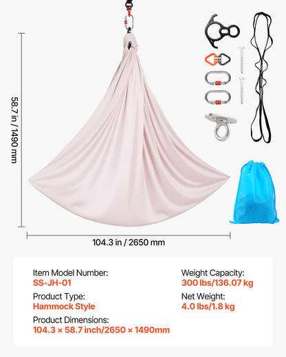 Aerial Yoga Hammock, 300 lbs Load Aerial Silk, Yoga Swing with Nylon Fabric, PE Zipper Bag for Parent-Child Interaction, Strengthen Muscles & Improve Practice, Hammock and Swing Combo