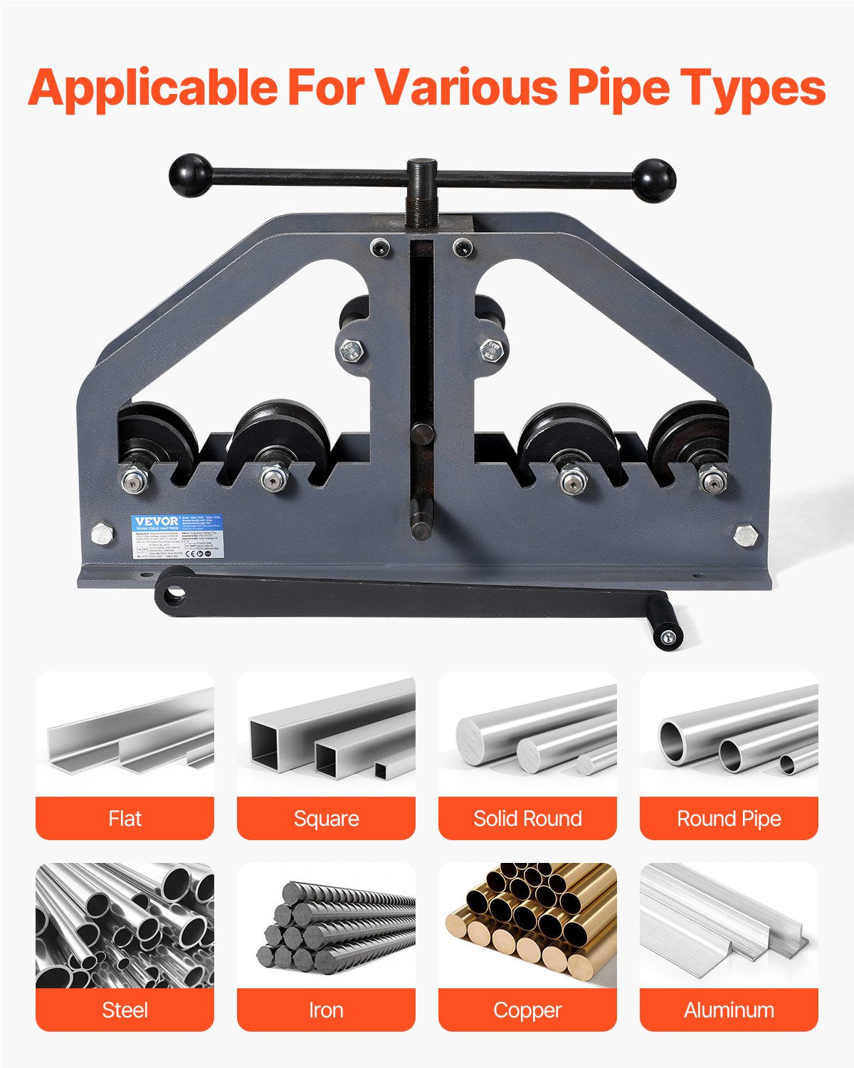 Rohrrollenbieger Max 1-1/2" Manueller Rohrrollenbieger mit 6 Matrizen