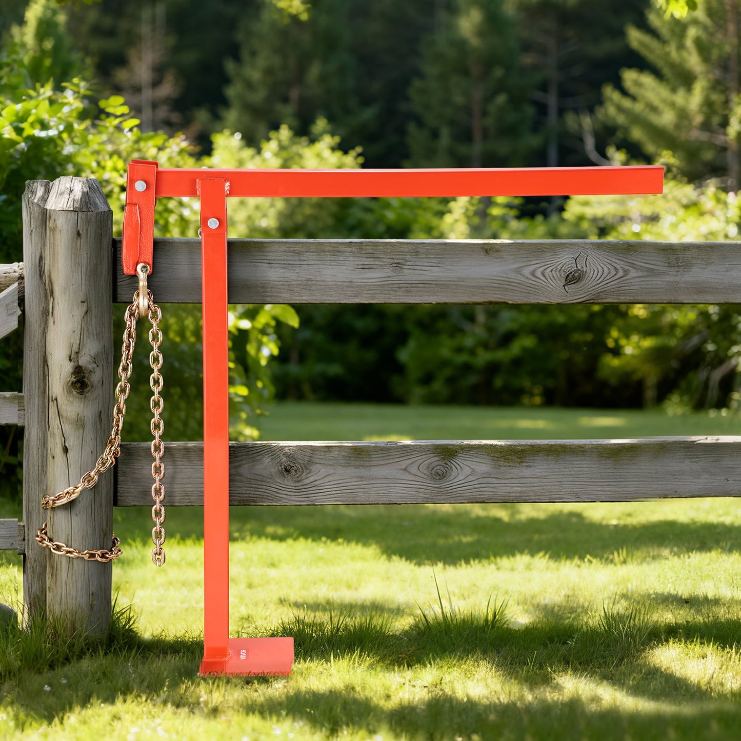 32 in T Post Puller, Heavy Duty Fence Post Puller with 43 in Lifting Chain, Rust-Resistant Steel, Labor-Saving T-Post Remover Tool for Round Fence Posts, Sign Posts & Tree Stumps