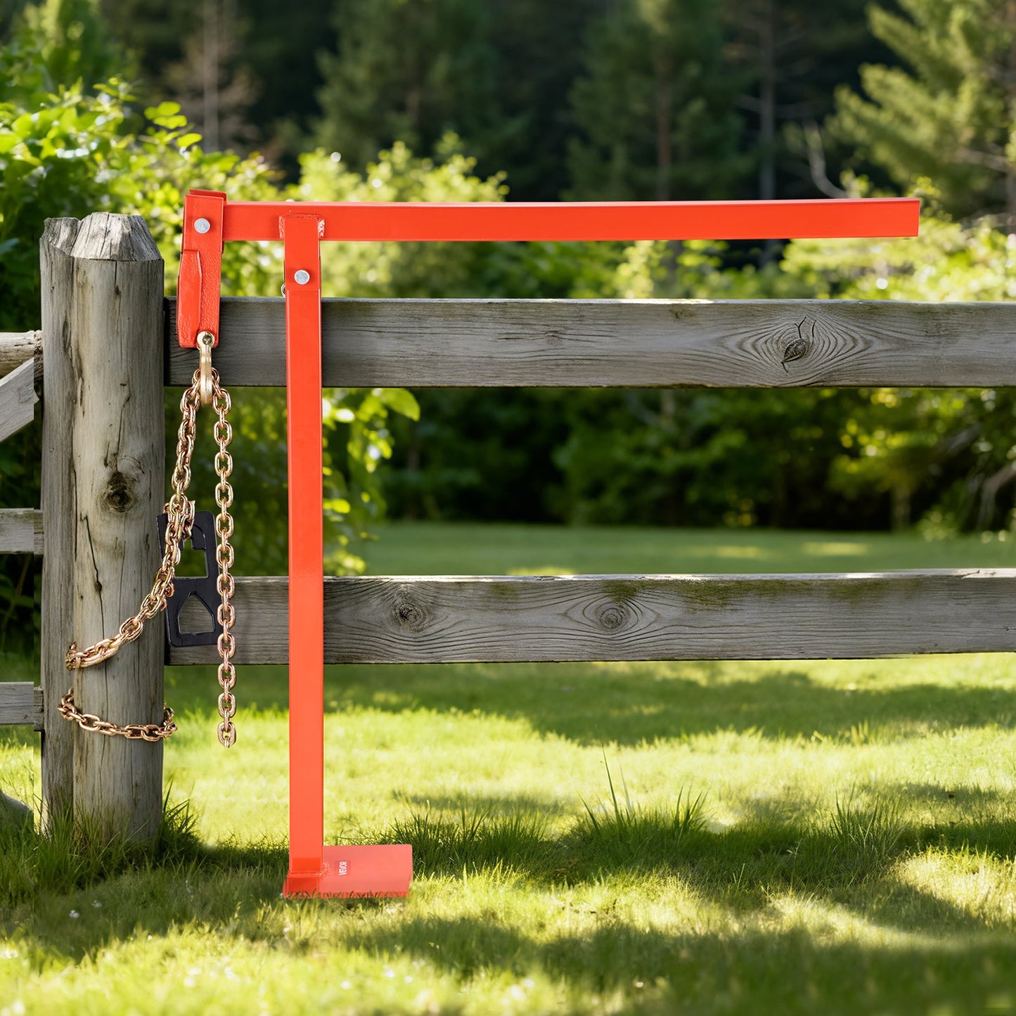 36 in T Post Puller, Heavy Duty Fence Post Pullers with Puller Plate & 47 in Lifting Chain, Labor-Saving T-Post Remover Tool for Round Fence Posts, Sign Posts & Tree Stumps