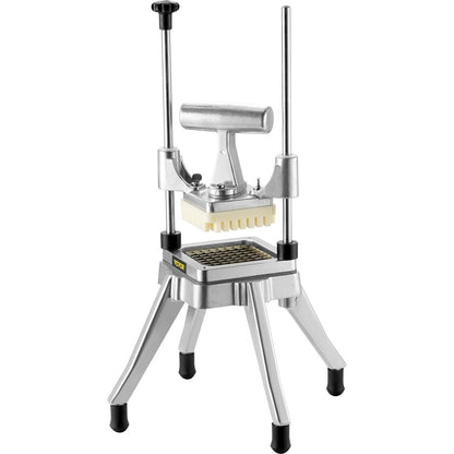Kommerzieller Gemüseschneider, Pommes-Frites-Schneider aus Edelstahl mit 4 Klingen 1/4" 3/8" 1/2", 6-Schnitt-Zerkleinerer, Zerkleinerer mit Ablage, Hochleistungsschneider für Kartoffeln, Tomaten, Zwiebeln und Pilze