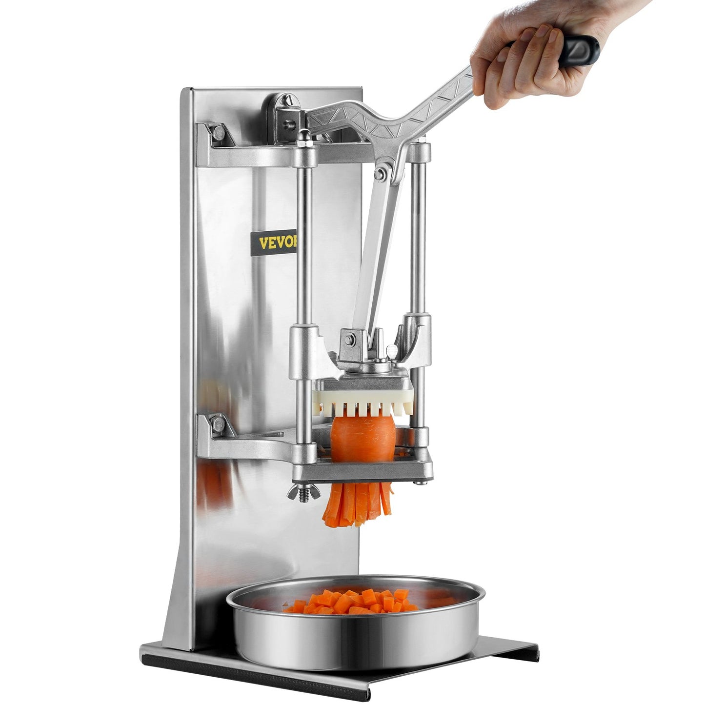 Commercial French Fries Cutter with 4 Replacement Blades, 1/4" and 3/8" Blade Easy Dicer Chopper, 6-Chop and 6-Chop Apple Slicer, Lemon Potato Slicer for French Fries with Extended Handle