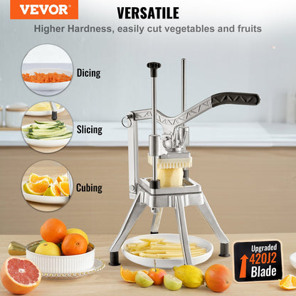 Commercial Chopper with 4 Replacement Blades Commercial Stainless Steel Vegetable Chopper French Fries Potato Cutter and Slicer Commercial Vegetable Chopper for Restaurants and Home Kitchens