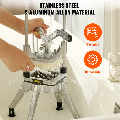 Commercial Chopper with 4 Replacement Blades Commercial Stainless Steel Vegetable Chopper French Fries Potato Cutter and Slicer Commercial Vegetable Chopper for Restaurants and Home Kitchens