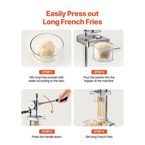 Manual long stainless steel french fries press, mashed potato press