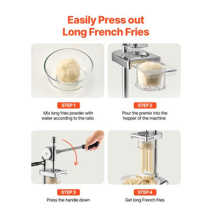 Manual long stainless steel french fries press, mashed potato press