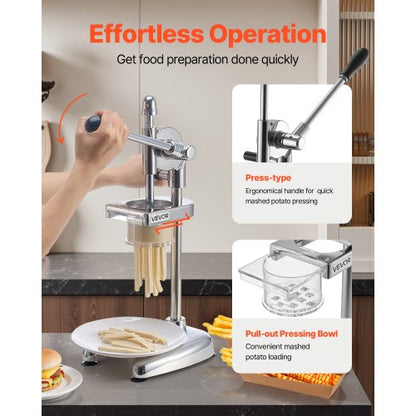 Manual long stainless steel french fries press, mashed potato press