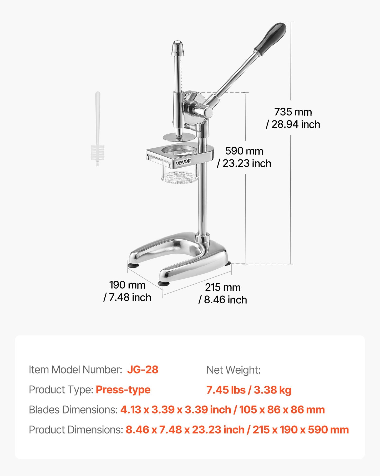 Commercial French Fry Cutter, Stainless Steel Fried Potato Strips Squeezer, Long French Fries Maker with Pull-out Extruder, Manual Mashed Potato Squeezer Machine for Restaurants & Home Kitchen