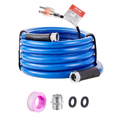 15ft Heated Water Hose for RV, Heated Drinking Water Hose Antifreeze to -45°F, Automatic Self-regulating, 5/8" I.D. with 3/4" GHT Adapter, Lead and BPA Free