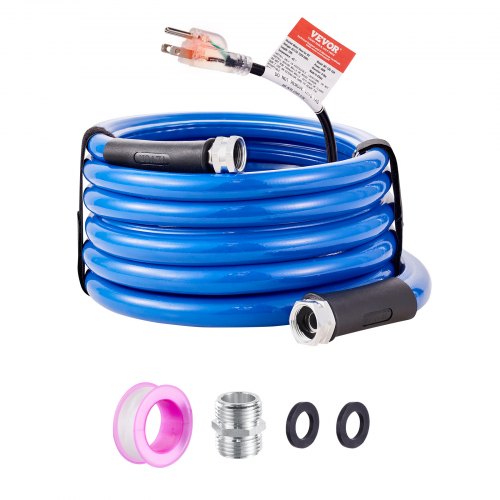 15ft Heated Water Hose for RV, Heated Drinking Water Hose Antifreeze to -45°F, Automatic Self-regulating, 5/8" I.D. with 3/4" GHT Adapter, Lead and BPA Free