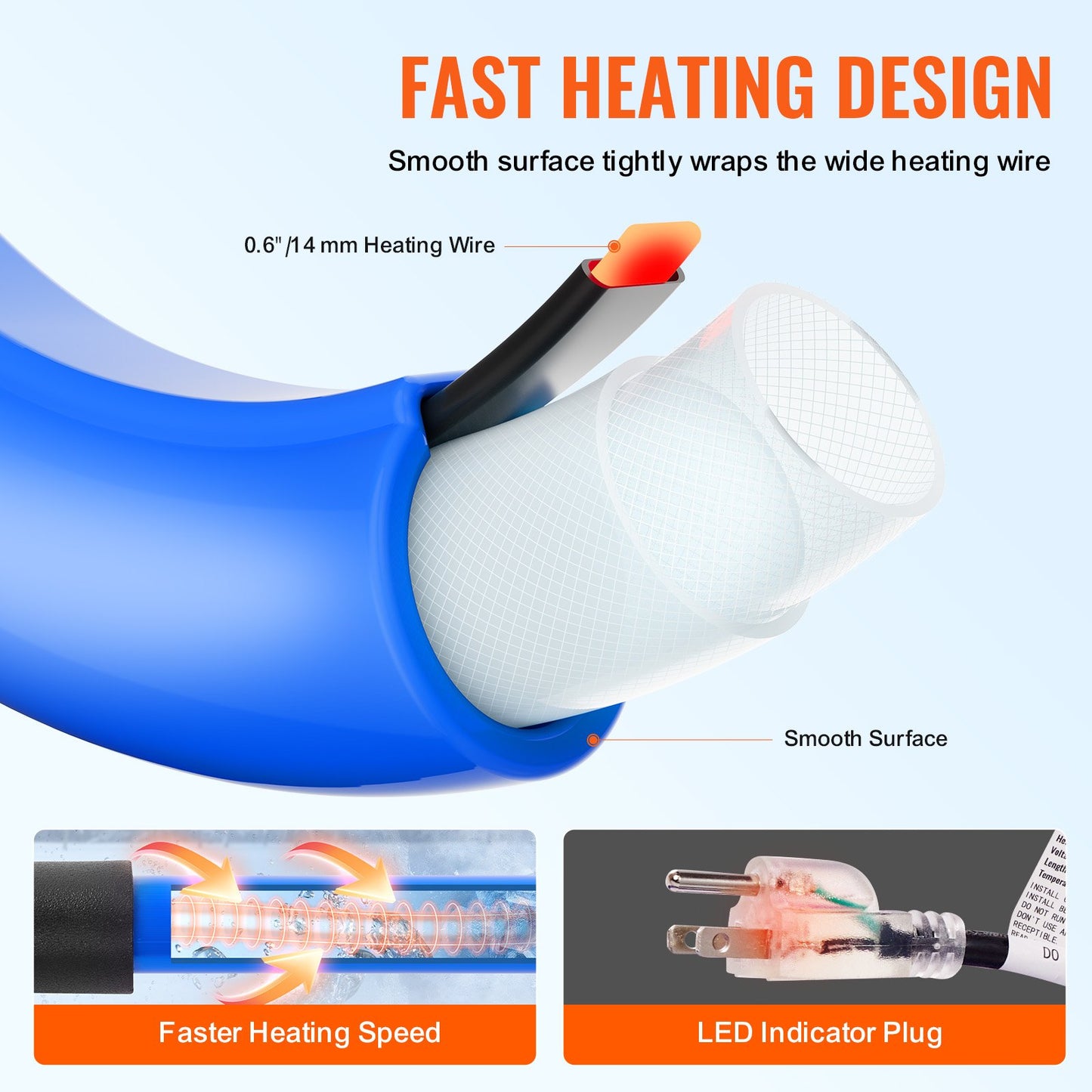 30ft Heated Water Hose for RV, Heated Drinking Water Hose Antifreeze to -45°F, Automatic Self-regulating, 5/8" I.D. with 3/4" GHT Adapter, Lead and BPA Free