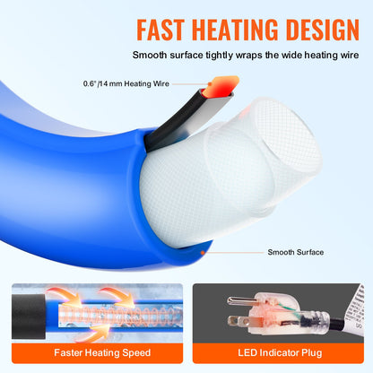 30ft Heated Water Hose for RV, Heated Drinking Water Hose Antifreeze to -45°F, Automatic Self-regulating, 5/8" I.D. with 3/4" GHT Adapter, Lead and BPA Free