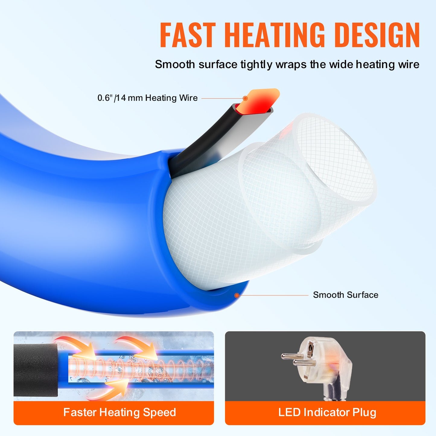 50ft Heated Water Hose for RV, Heated Drinking Water Hose Antifreeze to -45°F, Automatic Self-regulating, 5/8" I.D. with 3/4" GHT Adapter, Lead and BPA Free