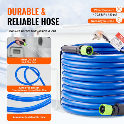 50ft Heated Water Hose for RV -45℉ Anti-Freeze Heated Drinking Water Hose