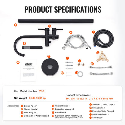 Fristående badkarskran, golvmontering, fristående badkarsfyllning, duschblandare, två vattenlägen, 360° vridbar pip, för bad och dusch Husdjursbad Rengöring avlopp Toalettspolning