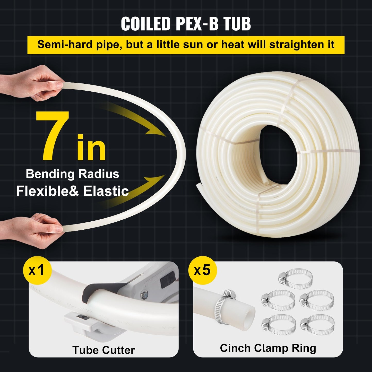 PEX Pipe, 1 Inch x 500 FT PEX Tubing, Non Oxygen Barrier White PEX-B Pipe, Flexible PEX Water Line for RV Sewer Hose, Plumbing, Radiant Heating