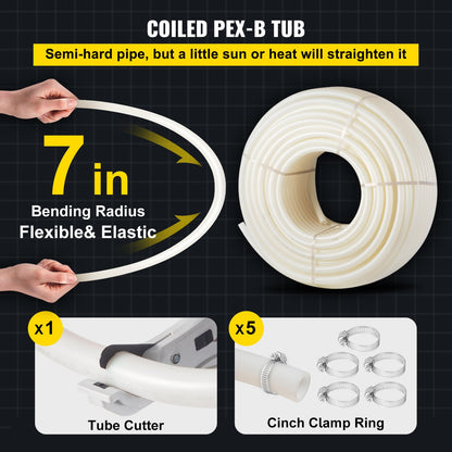 PEX Pipe, 1 Inch x 500 FT PEX Tubing, Non Oxygen Barrier White PEX-B Pipe, Flexible PEX Water Line for RV Sewer Hose, Plumbing, Radiant Heating