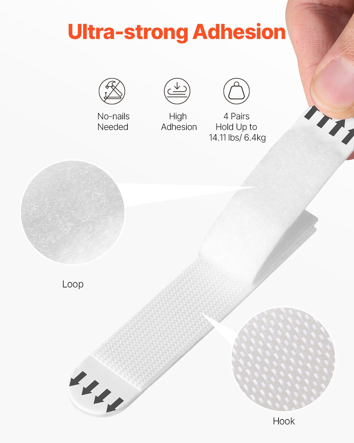 Picture Hanging Strips, 34 Pairs, Large Picture Hangers with Removable Adhesive, Hook & Loop Strips, Wall Hanging Strips for Damage Free Picture Hanger, Mounting of Photos, Frames, Wall Decor
