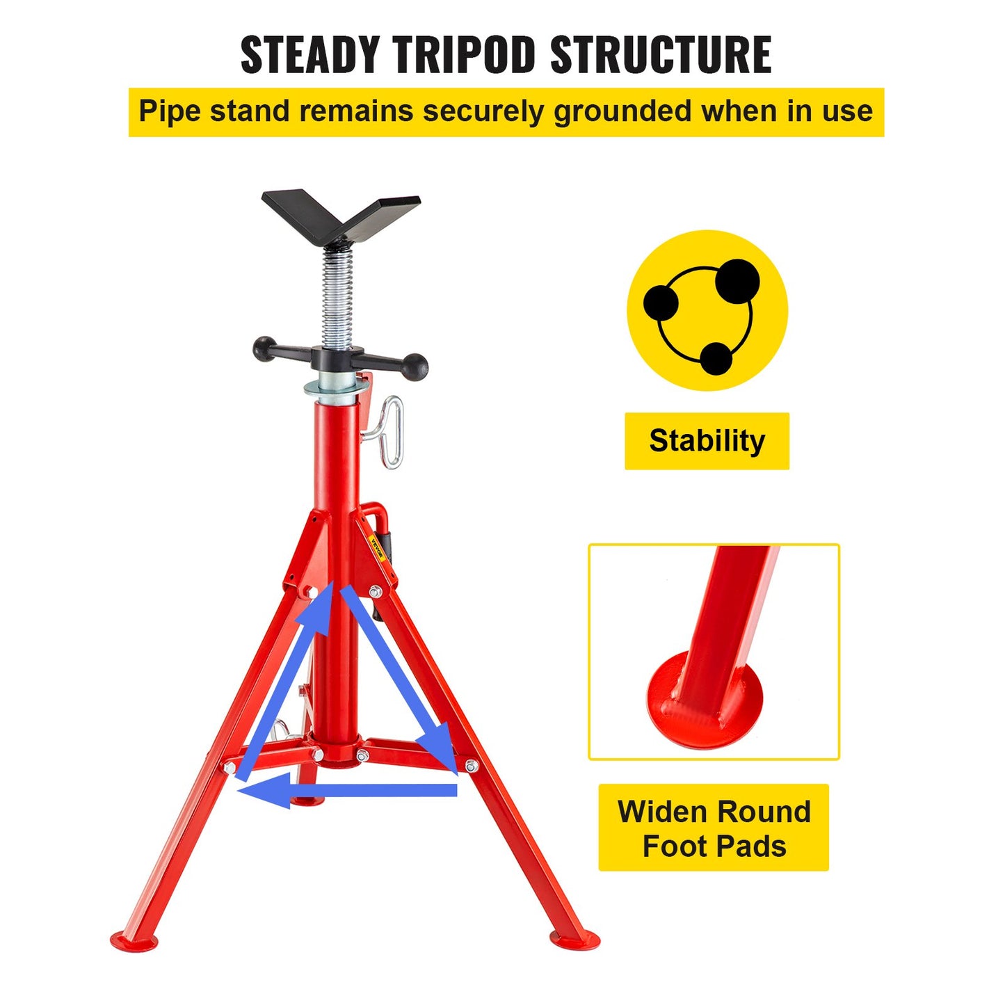 V Head Pipe Stand Adjustable Height 28-52 Inch 4500lbs/2 Tons Pipe Jack Stands Foldable Portable High Folding Pipe Stand with V Head Fold A Trailer Jacks