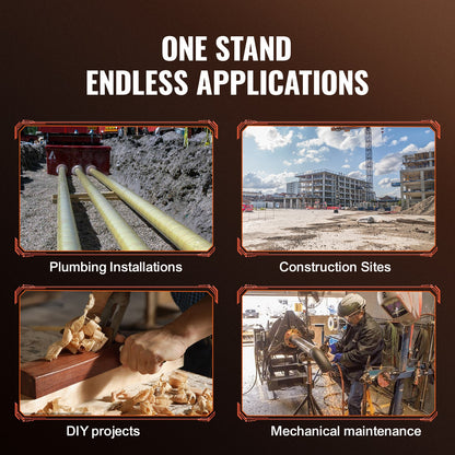 V Head Pipe Stand Adjustable Height 28-52 Inch, Pipe Jack Stands 2500 LB. Capacity,Folding Portable Pipe Stands 1/2 to 12 Inch Pipe Supporting,Steel Jack Stands