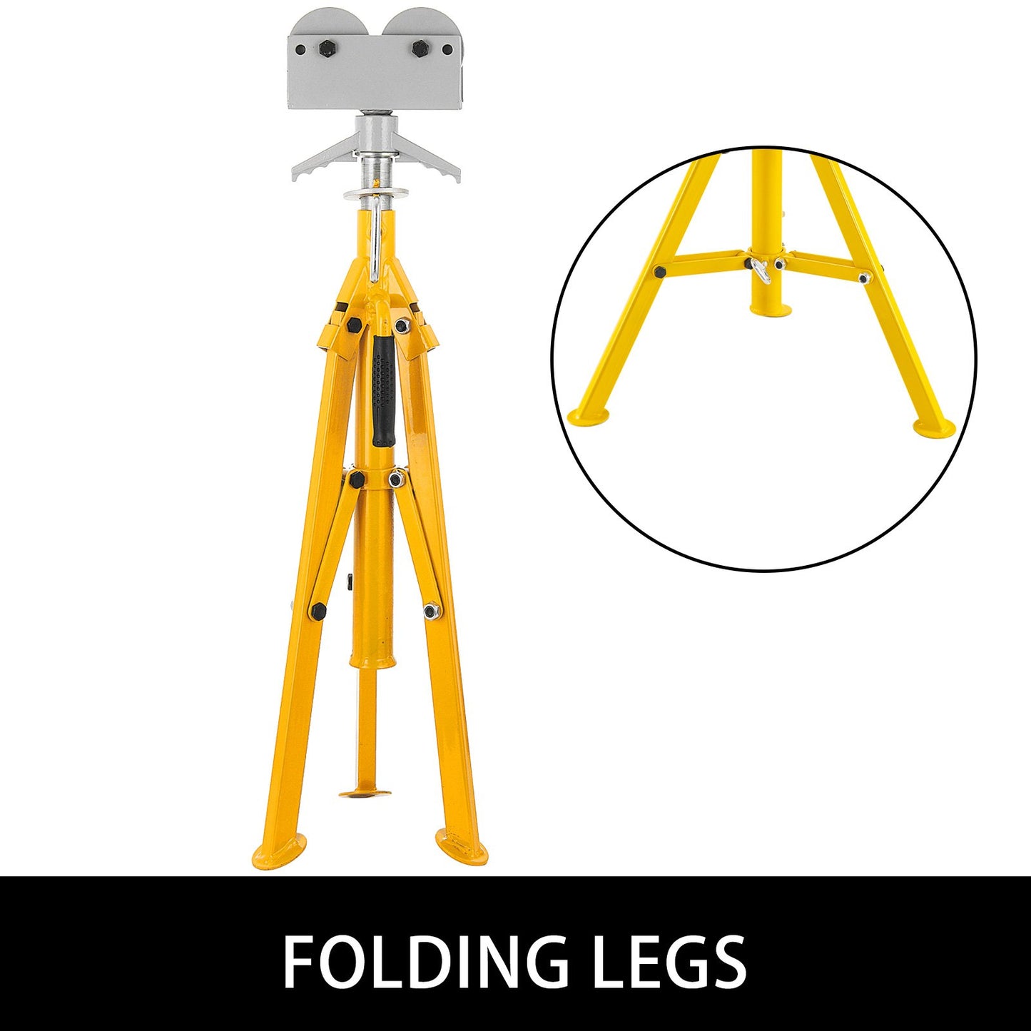 0.5-12 inch Roller Pipe Stand Adjustable Height 32\"-55\" Pipe 2500Lb Capacity Jack Stands Folding Portable High Folding Pipe Stand with Roller Head Fold A Trailer Jacks