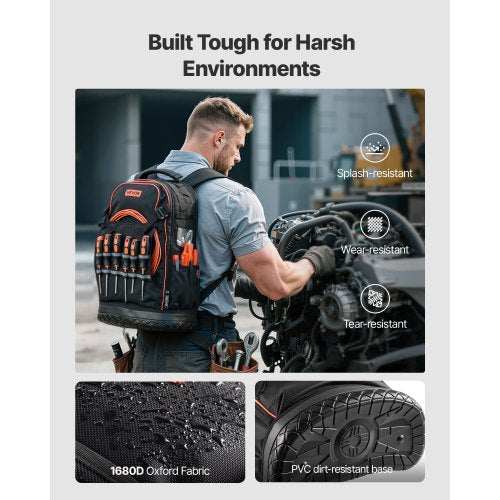 Tool Backpack 65 Pockets Tear-Resistant Workplace Backpack for Electricians