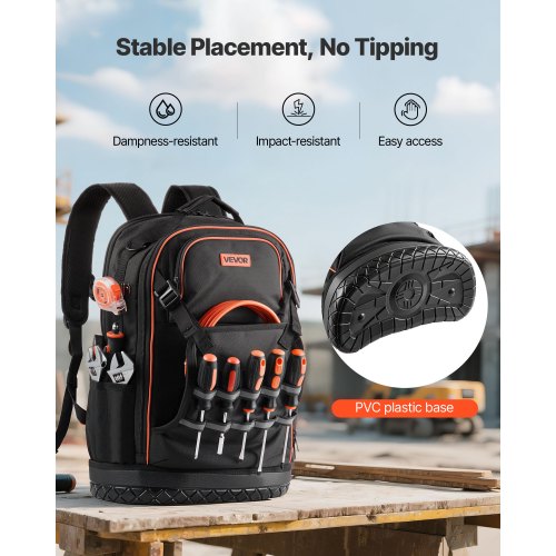 Tool Backpack 65 Pockets Tear-Resistant Workplace Backpack for Electricians
