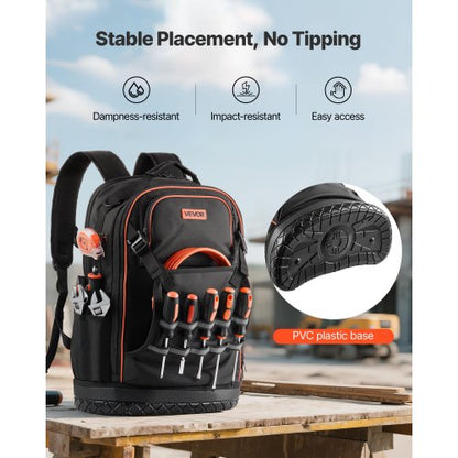 Tool Backpack 65 Pockets Tear-Resistant Workplace Backpack for Electricians
