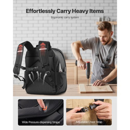 Verktygsryggsäck 49 Fickor Rivtålig Arbetsplatsryggsäck för Elektriker