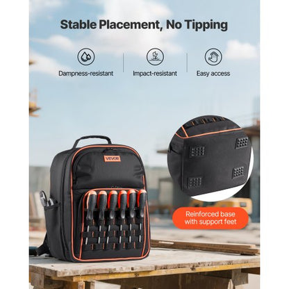 Verktygsryggsäck 49 Fickor Rivtålig Arbetsplatsryggsäck för Elektriker