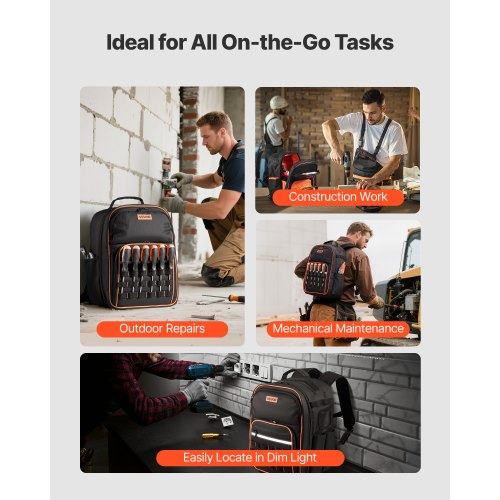 Verktygsryggsäck 49 Fickor Rivtålig Arbetsplatsryggsäck för Elektriker