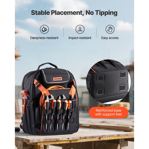 Verktygsryggsäck 45 Fickor Rivtålig Arbetsplatsryggsäck för Elektriker