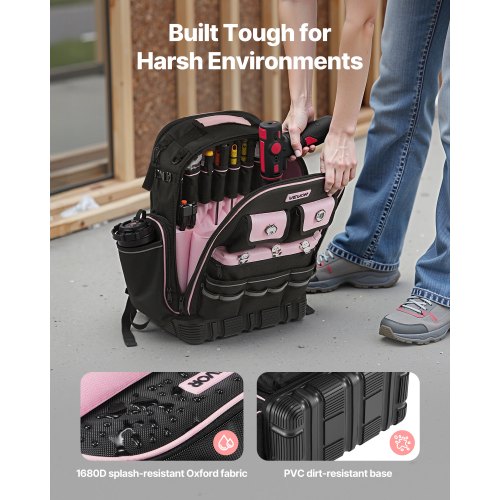 Werkzeugrucksack 56 Taschen Reißfester Arbeitsplatzrucksack für Elektriker