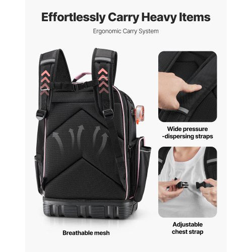 Werkzeugrucksack 56 Taschen Reißfester Arbeitsplatzrucksack für Elektriker
