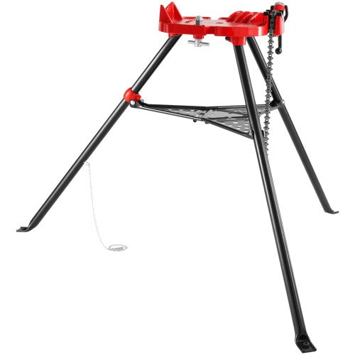 460-6 Tripod Pipe Chain Vise 1/8\"-6\" Capacity,Pipe Stand Portable Foldable Steel Legs,Pipe Jack Stands with Tool Tray, Tripod Stand Chain Vise Ideal for a Variety of Pipe Materials