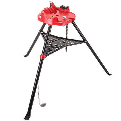 Chain Vise with Tripod Stand | 1/8"-6" Pipe Capacity | 1323 lbs Load Capacity | Portable Stand with Folding Legs and Tool Tray | Ideal for Plumbing and Pipe Work