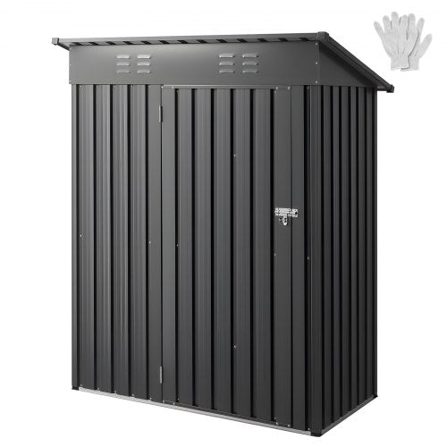 5 x 3 FT Metal Garden Shed, Storage Building with Lockable Door & 2 Louver Vents, Sloped Roof Metal Outdoor Storage Shed, Tool Sheds Outdoor Storage for Backyard, Garden, Patio, Bike, Gray