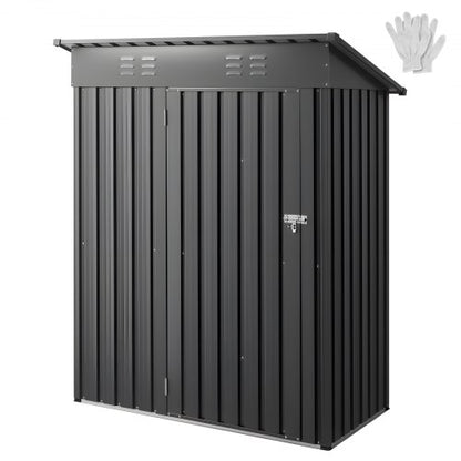 5 x 3 FT Metal Garden Shed, Storage Building with Lockable Door & 2 Louver Vents, Sloped Roof Metal Outdoor Storage Shed, Tool Sheds Outdoor Storage for Backyard, Garden, Patio, Bike, Gray