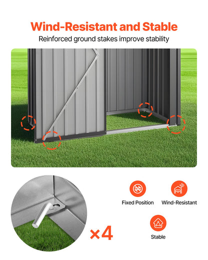 5 x 3 FT Metal Garden Shed, Storage Building with Lockable Door & 2 Louver Vents, Sloped Roof Metal Outdoor Storage Shed, Tool Sheds Outdoor Storage for Backyard, Garden, Patio, Bike, Gray